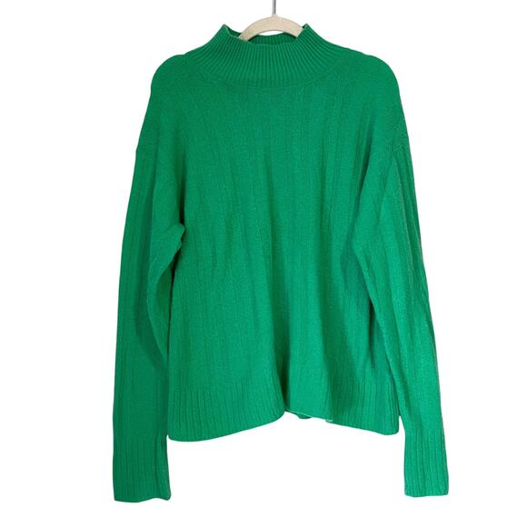 J.CREW Ribbed Wool Alpaca Blend Mockneck Sweater in Soft Yarn in Green Size M - Picture 2 of 10